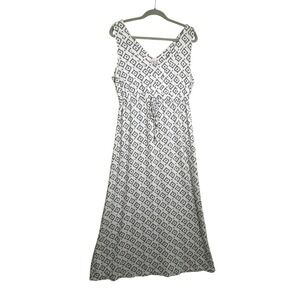 Fresh Produce Womens Gray White Geometric Diamond Maxi Dress VNeck L Made in USA